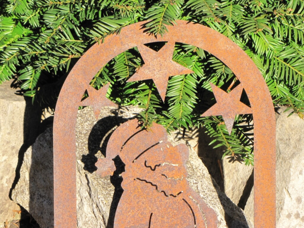 Edelrost Fensterbild Nikolaus