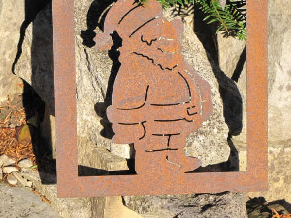 Edelrost Fensterbild Nikolaus