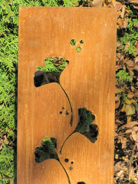 Edelrost Gartenschild Ginkgo - Angels Garden Dekoshop