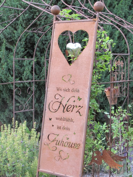 Edelrost Gartenschild Herz-Zuhause