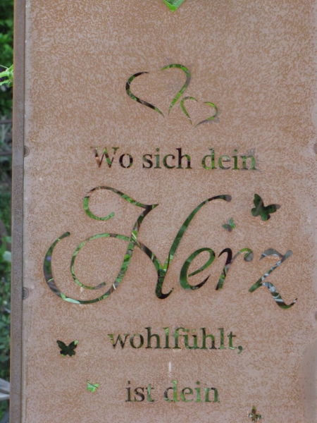 Edelrost Gartenschild Herz-Zuhause
