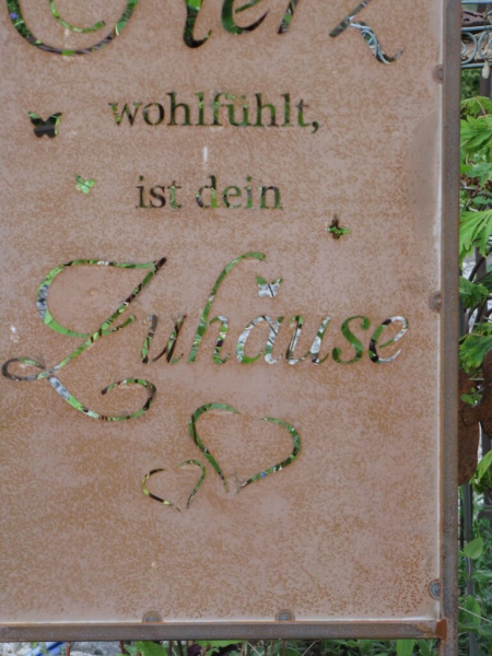Edelrost Gartenschild Herz-Zuhause