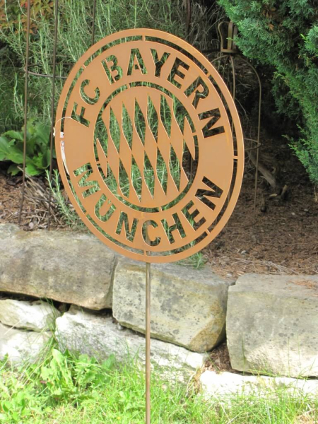 FC Bayern Edelrost Gartenstecker