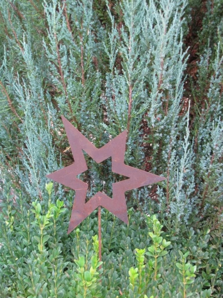 Gartenstecker Stern asymmetrisch offen aus Edelrost, klein