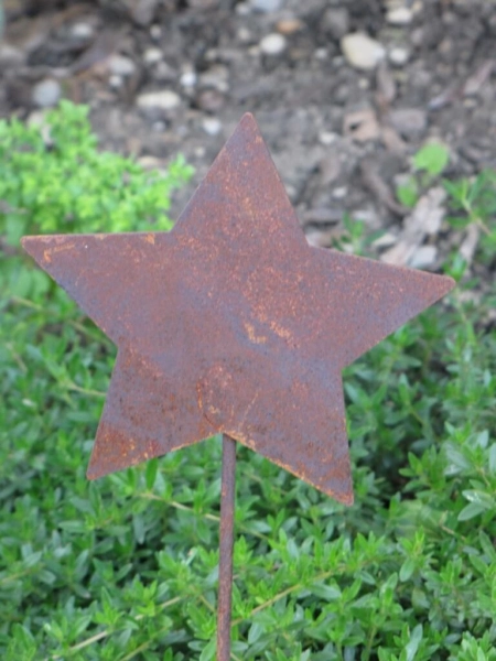 Gartenstecker Stern aus Edelrost, klein