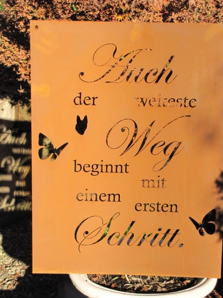 Edelrost Gedichttafel Weg