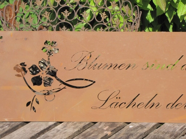 Edelrost Gedichttafel Blume