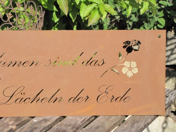 Edelrost Gedichttafel Blume