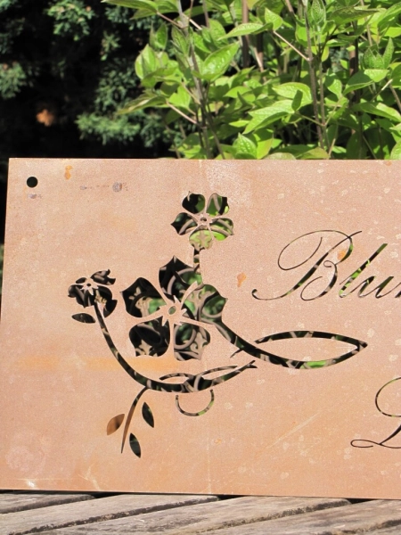 Edelrost Gedichttafel Blume