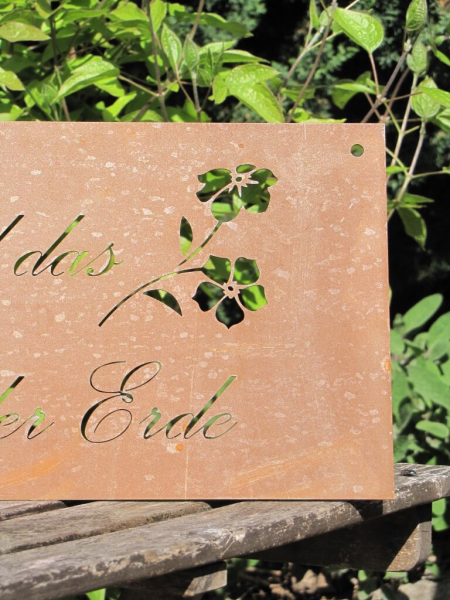 Edelrost Gedichttafel Blume