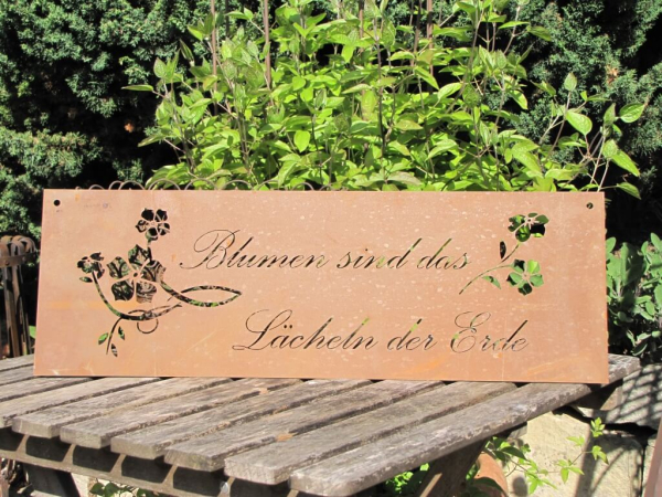 Edelrost Gedichttafel Blume