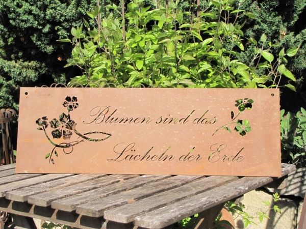 Edelrost Gedichttafel Blume