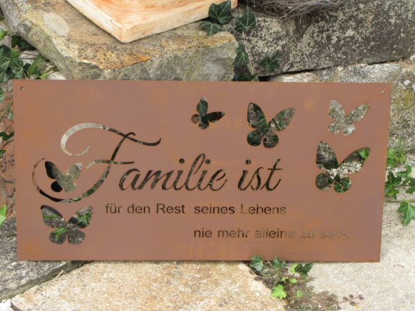 Edelrost Gedichttafel Familie ist