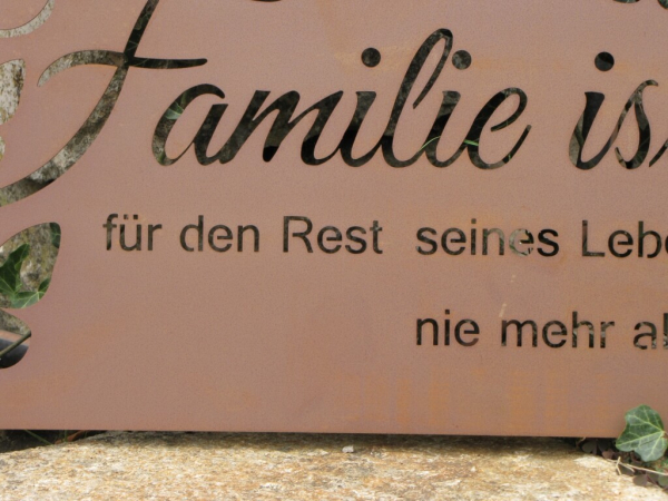 Edelrost Gedichttafel Familie ist
