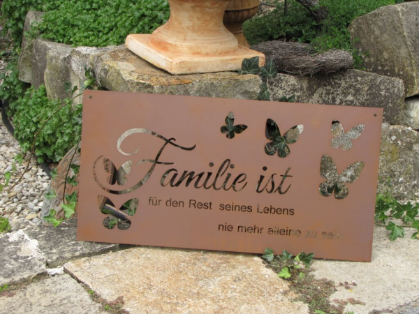 Edelrost Gedichttafel Familie ist