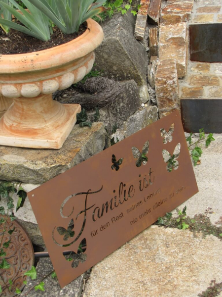 Edelrost Gedichttafel Familie ist