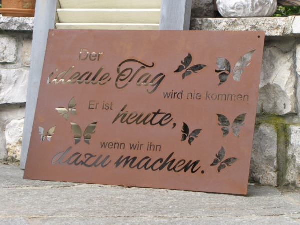Edelrost Gedichttafel idealer Tag