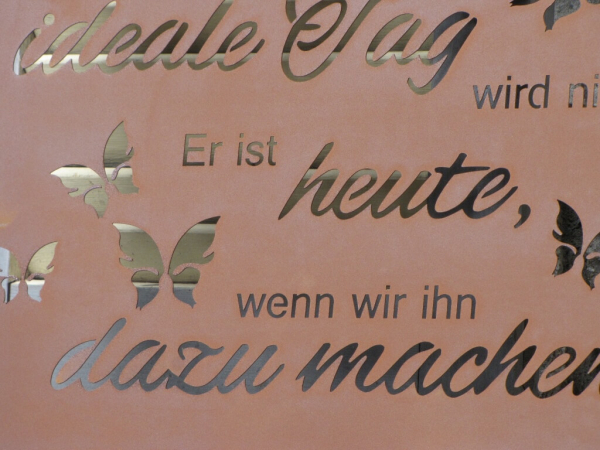 Edelrost Gedichttafel idealer Tag