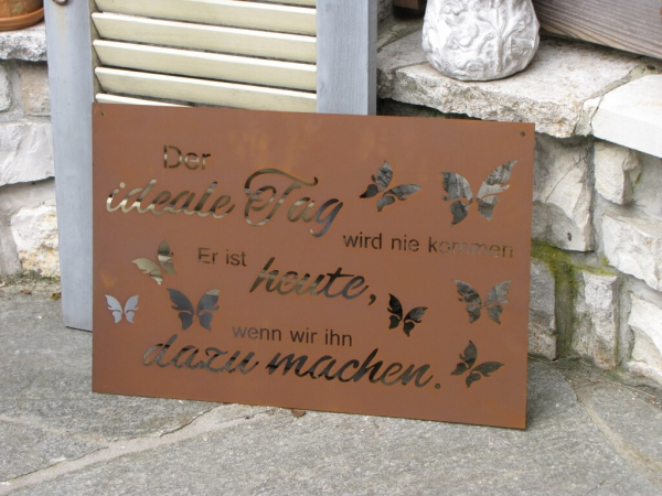 Edelrost Gedichttafel idealer Tag