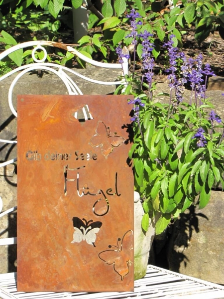 Edelrost Spruchschild Schmetterling