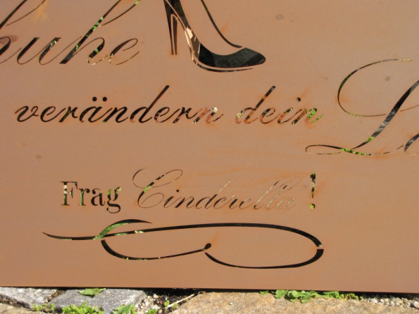Edelrost Gedichttafel "Schuhe Cinderella"