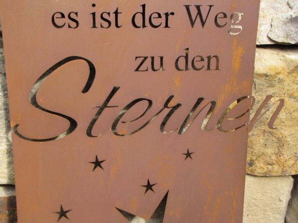 Edelrost Gedichttafel Weg zu den Sternen