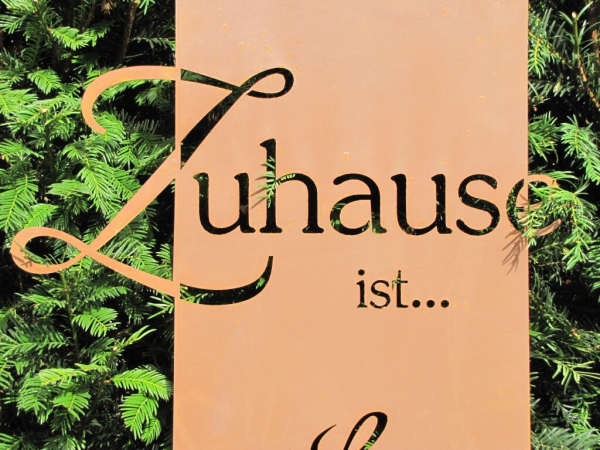 Edelrost Gedichttafel oder Spruchschild Zuhause ist...
