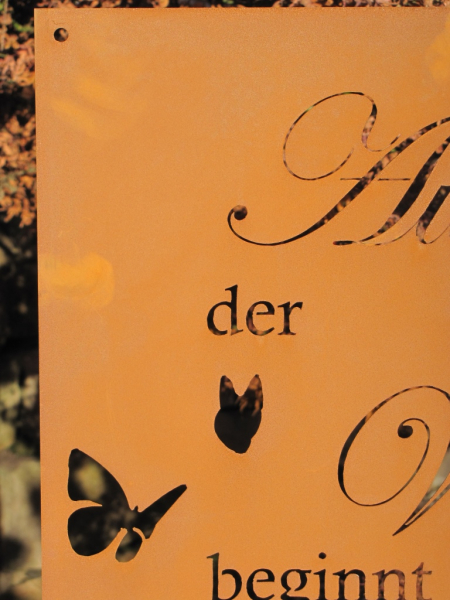 Edelrost Gedichttafel Weg