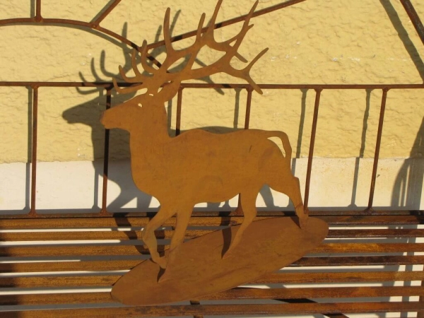 Edelrost Hirsch auf Platte 20 cm bis 38 cm