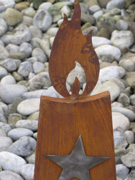 Edelrost Kerze mit Edelstahl Stern