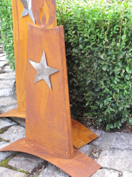 Edelrost Kerze mit Edelstahl Stern