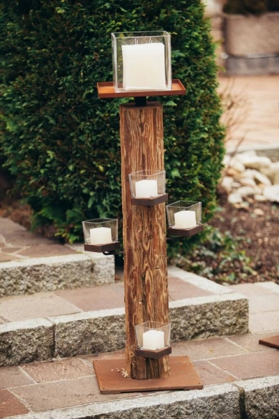 Edelrost Kerzenhalter Natur, rund, 2 Größen