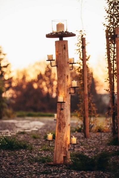 Edelrost Kerzenhalter Natur, rund, 2 Größen