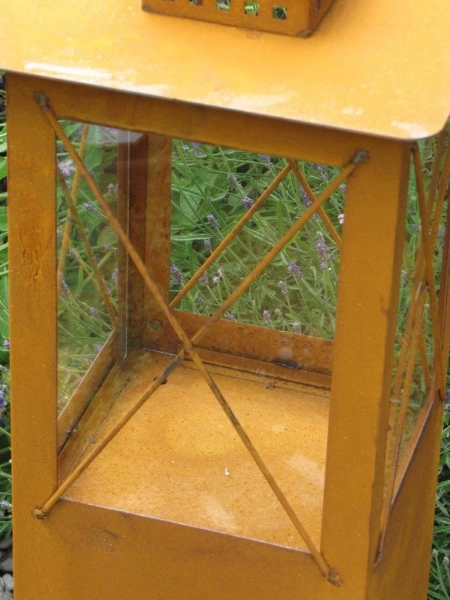 Edelrost Laterne hoch mit Glas, 80 cm