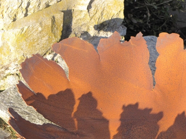 Edelrost Schale Riss flach auf Platte