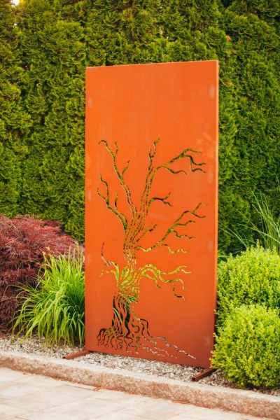 Edelrost Sichtschutzwand Baum Edelrost Sichtschutzwand Baum