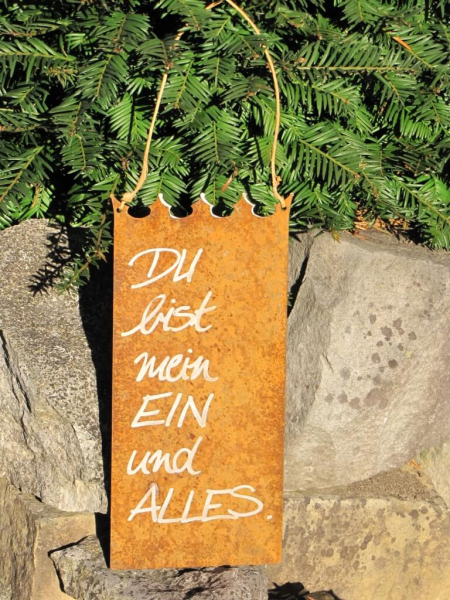 Edelrost Schild mit Kronenrand Ein und Alles