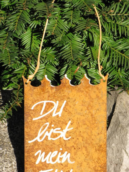 Edelrost Schild mit Kronenrand Ein und Alles