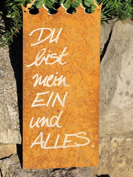 Edelrost Schild mit Kronenrand Ein und Alles