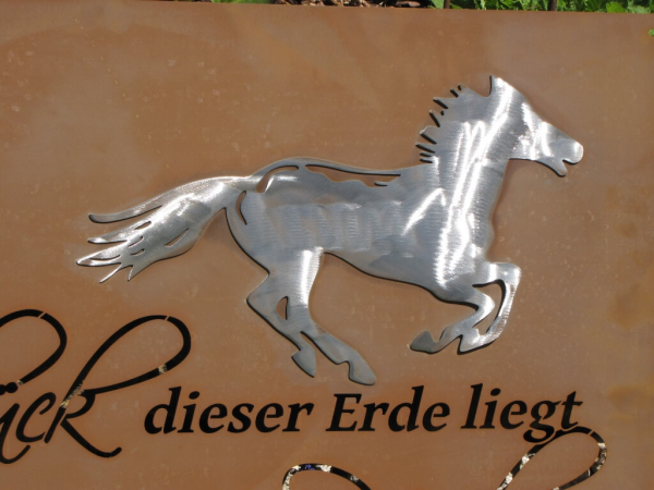 Edelrost Gedichttafel Pferdeglück