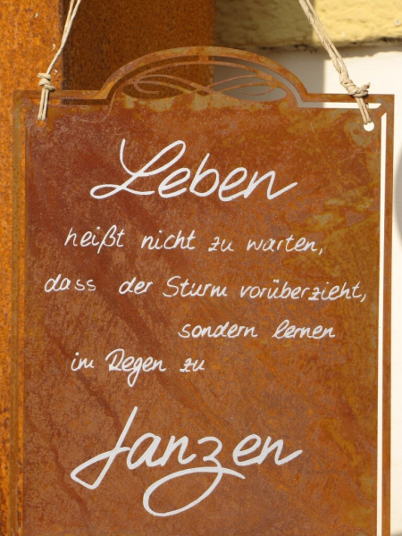 Edelrost Gedichttafel Regen