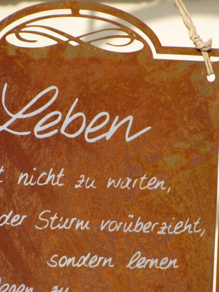 Edelrost Gedichttafel Regen