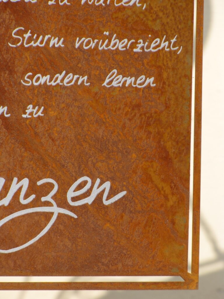 Edelrost Gedichttafel Regen
