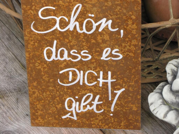 Edelrost Schild mit Herz "Schön dass es Dich gibt" Angels Garden