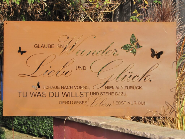 Edelrost Gedichttafel oder Spruchschild Glaube an Wunder...