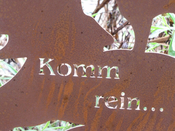 Edelrost Aufsteller Hexe komm rein klein