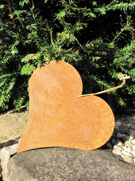 Windspiel Herz zum Drehen aus Edelrost