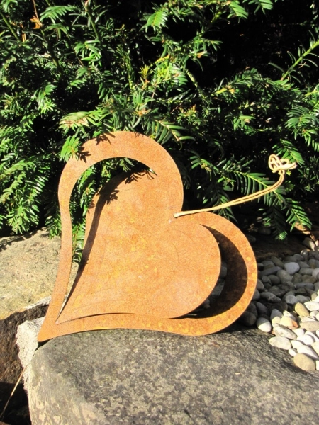 Windspiel Herz zum Drehen aus Edelrost