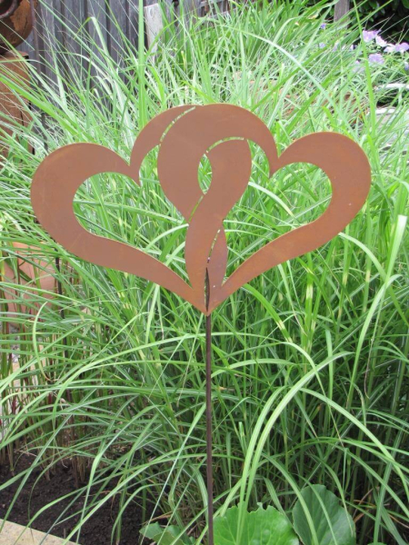 Edelrost Gartenstab Doppelherz