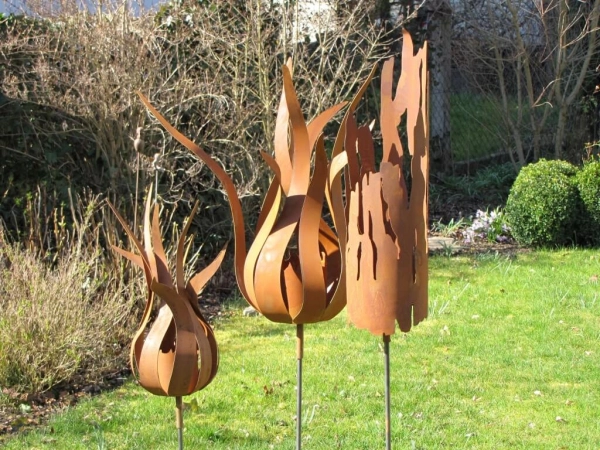 Gartenstecker Fackel Treibholz aus Edelrost